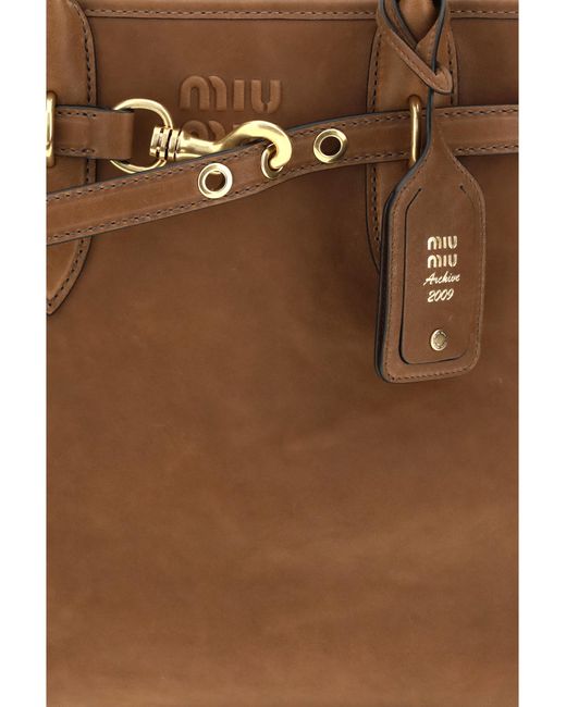 Miu Miu Brown Shoulder Bag Calf Leather