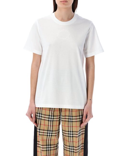 Burberry White Embroidered T-Shirt