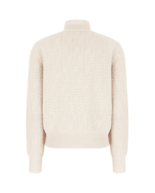 Fendi White Pastel Stretch Wool Blend Sweater