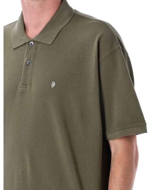 Stussy Green Classic Pique Polo Shirt for men