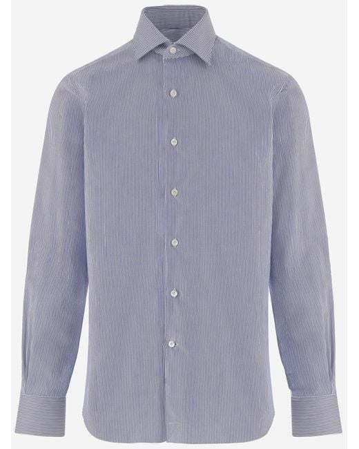 Alessandro Gherardi Blue Shirt, Striped Cotton for men