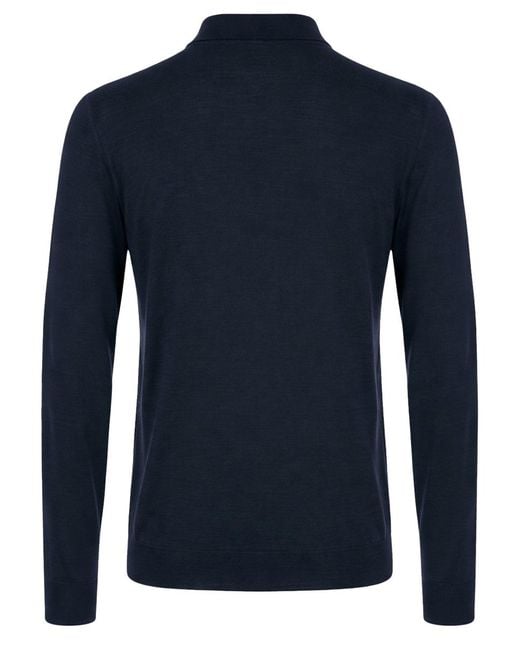Drumohr Blue Polo Shirt Merino Wool for men