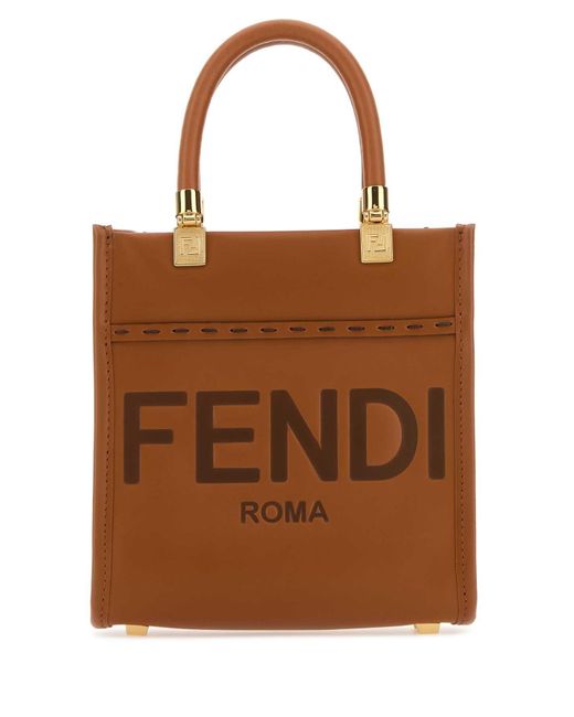 Fendi Brown Caramel Leather Mini Sunshine Handbag