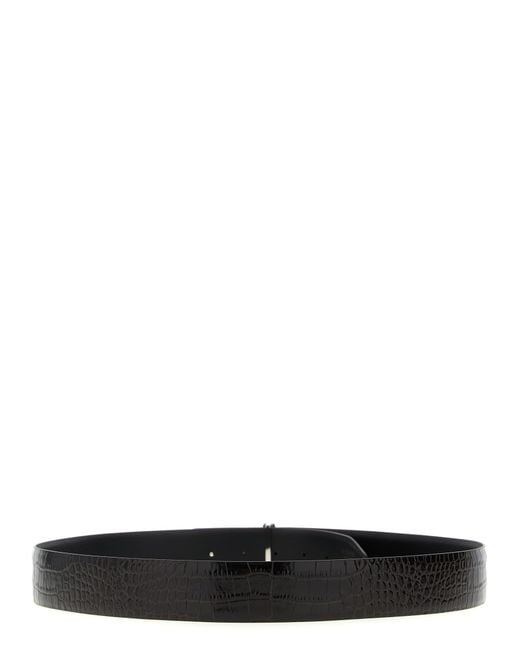 Tom Ford Black Reversible Crocodile Leather Belt Calfskin (Bos Taurus) for men