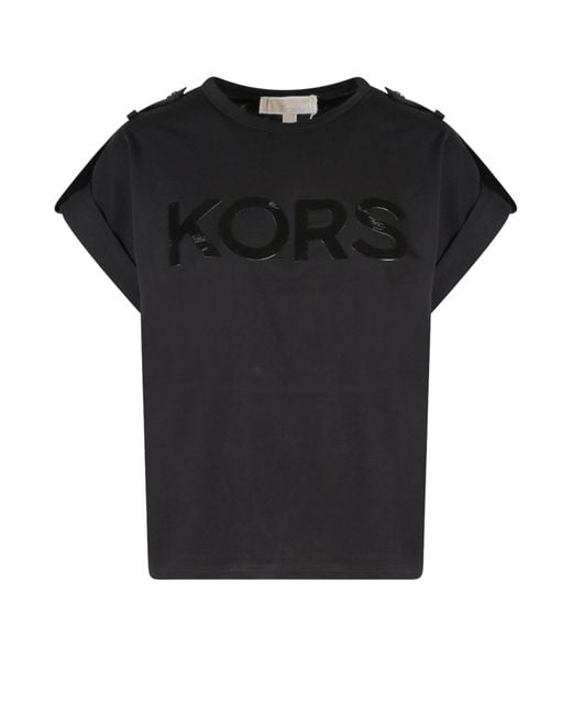 MICHAEL Michael Kors Black Cotton Snap T-Shirt