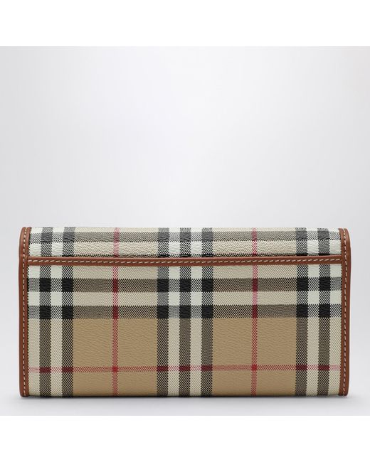 Burberry Natural Continental Mini Wallet With Classic Check Pattern