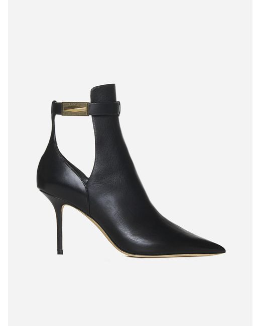 Jimmy Choo Black Nell 85 Leather Bootie