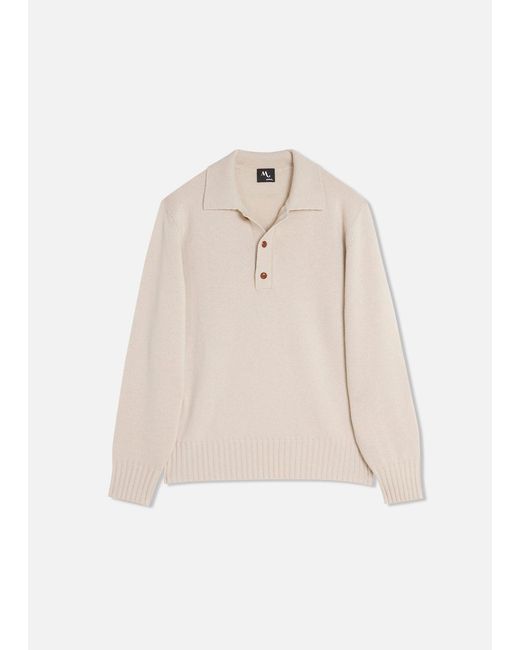 Doppiaa White Aashton Wool And Cashmere Polo Sweater Knitwear