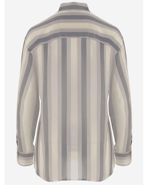 Frankie Shop Gray Striped Cupro Shirt
