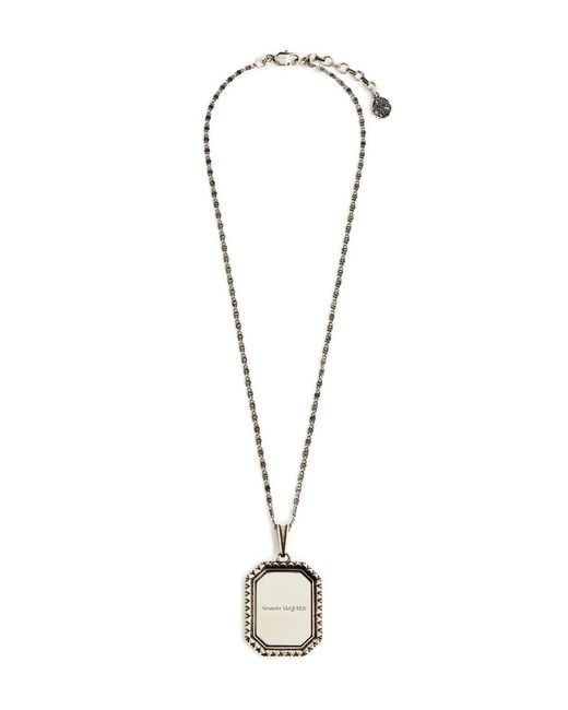 McQueen Blue Plate Medallion Cameo Chain Necklace Accessories Jewelry for men