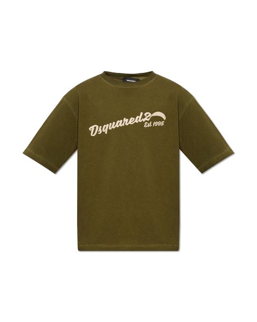 DSquared² Green T-Shirt With Logo for men