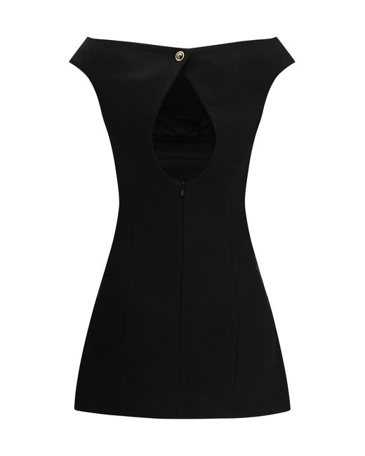 MARINE SERRE Black Wool Bouclé Sleeveless Mini Dress