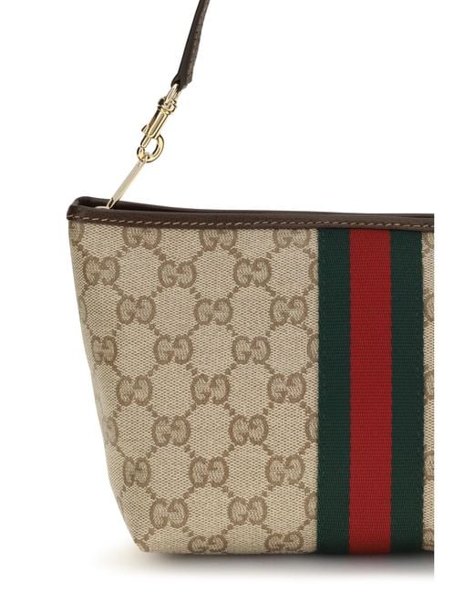 Gucci White Small Pouch With Strap And Web Cotton; Linen; Polyurethane Handbags