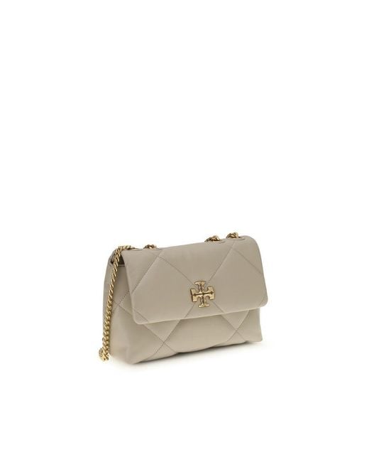 Tory Burch Gray Calf Leather Bos Taurus Shoulder Bag