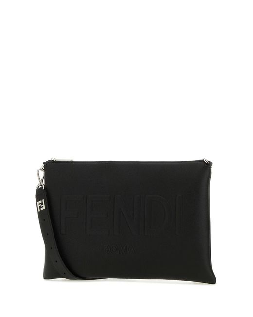 Fendi Black Leather Roma Shoulder Bag