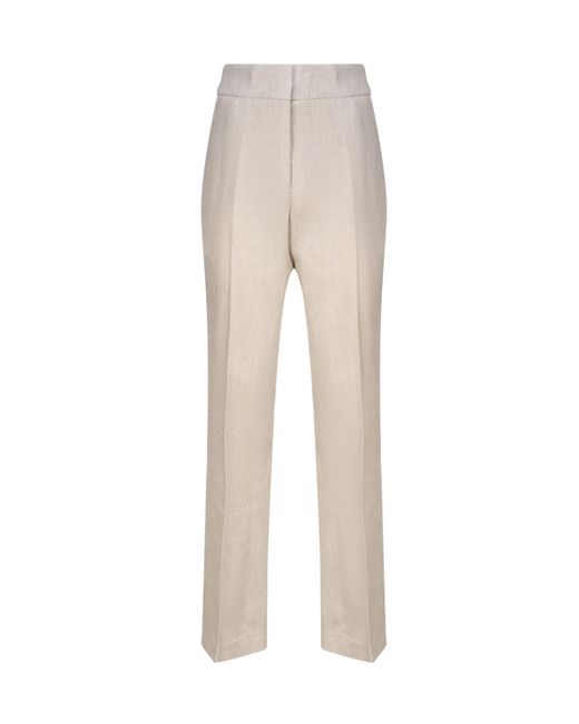 Genny Natural Linen Blend Tailored Pants