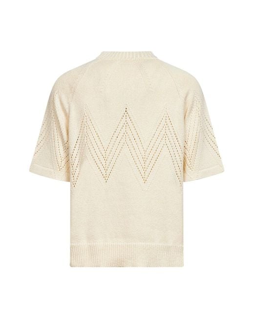 Jil Sander White Cotton Knit Sweater With Pointelle Motif for men