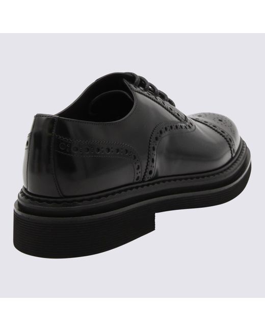 Dolce & Gabbana Black Leather Francesina Shoes for men