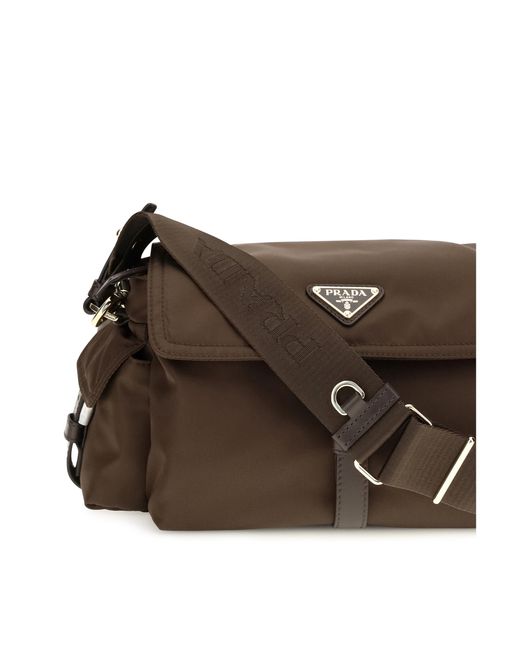 Prada Brown Shoulder Bag Pattina Recycled Polyamide
