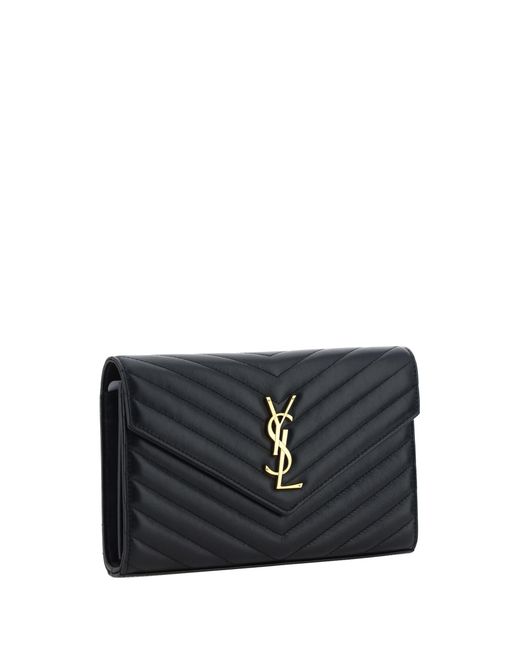 Saint Laurent Black Wallet Monogram Leather Lambskin Shoulder Bags