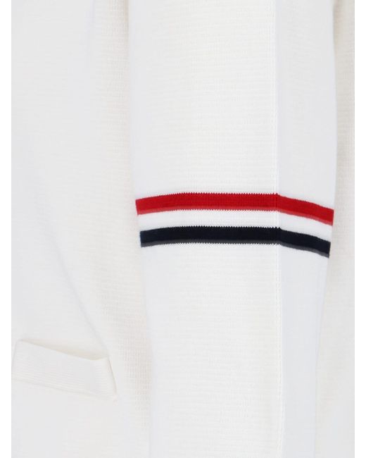 Thom Browne White Tricolor Detail Cardigan for men