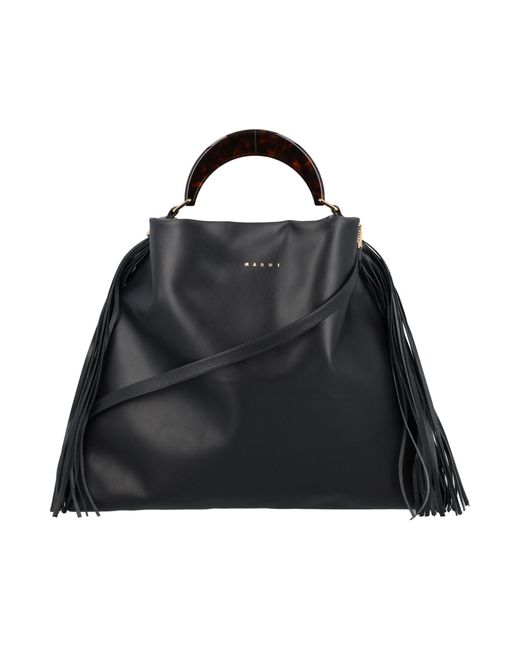 Marni Leather Venice Medium Hobo Bag in Black/Maroon (Black) - Save 12% ...