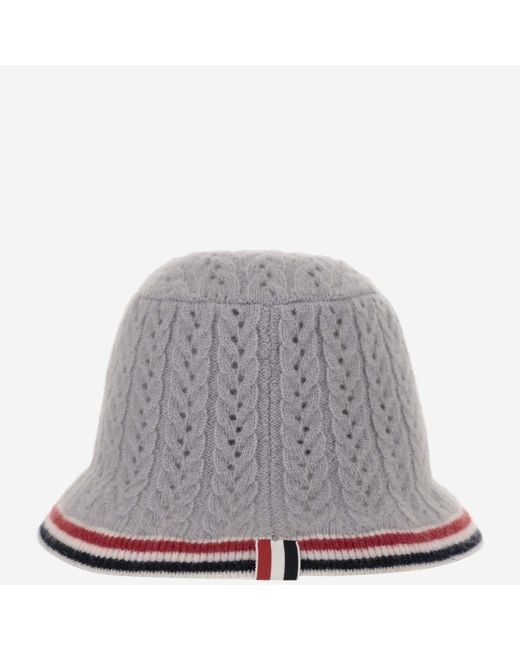 Thom Browne Gray Cashmere Wool And Silk Blend Hat