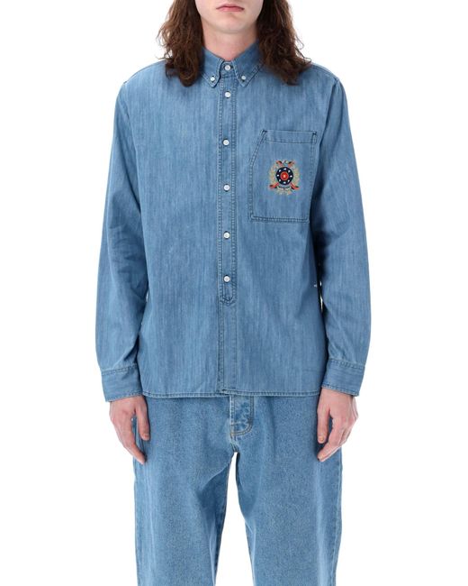 Pop Trading Co. Blue Pop Crest Bd Denim Shirt for men