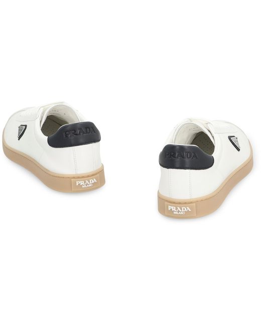 Prada White Lane Low-Top Sneakers Calfskin Trainers for men