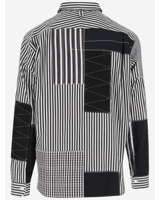 Junya Watanabe Black Cotton Blend Shirt With Patchwork Pattern for men