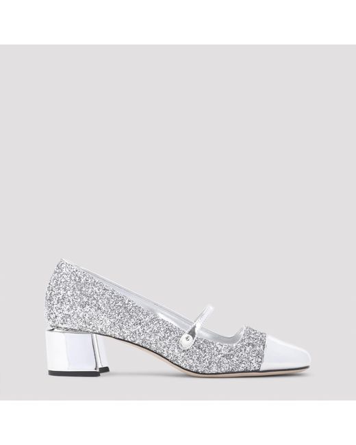 Jimmy Choo White Silver Calf Leather Elisa 45 Pumps