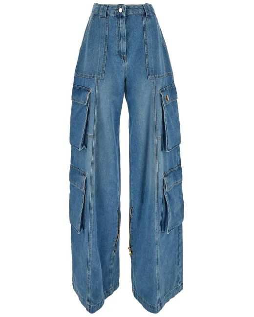 Elisabetta Franchi Blue Cargo Jeans