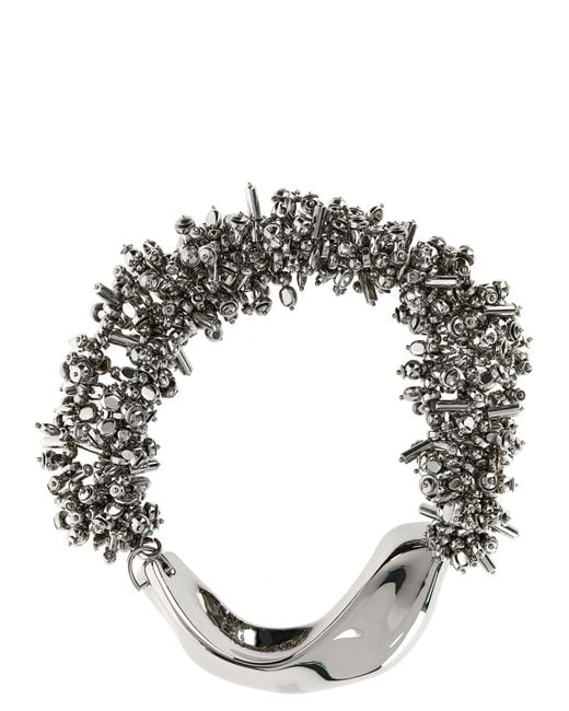 Dries Van Noten Metallic 'Embroidered Flower' Necklace
