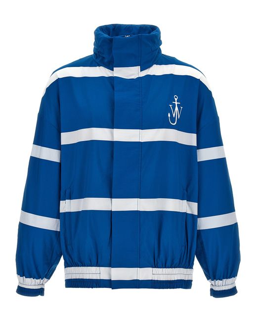 J.W. Anderson Blue Logo Print Striped Jacket Casual Jackets, Parka for men