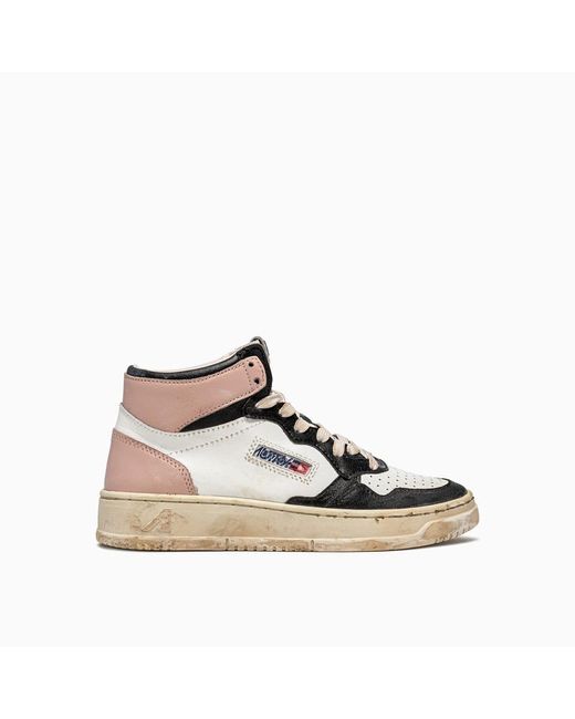 Autry Leather Super Vintage Mid Top Sneakers Avmw Sv01 in Pink | Lyst UK