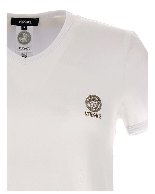Versace White Logo Print T-shirt for men