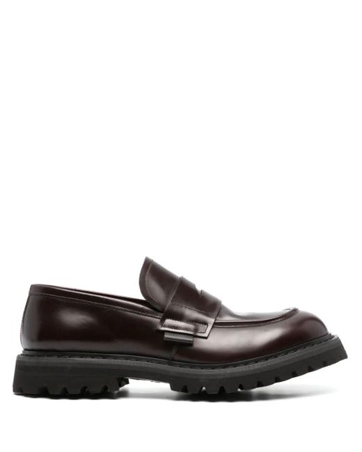 Premiata Black Logo-patch 50mm Leather Loafers for men