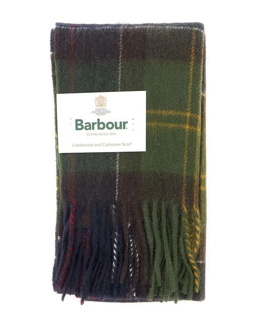 Barbour Green Scarf Tartan Acrylic