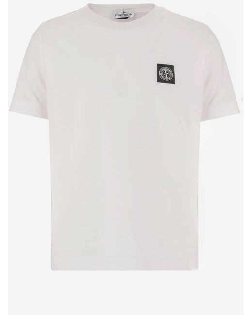 Stone Island White Cotton T-Shirt T-Shirts for men