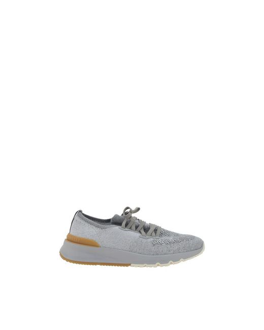 Brunello Cucinelli Gray Cotton Athletic Sneakers for men