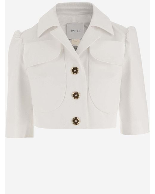Patou White Cotton Crop Jacket