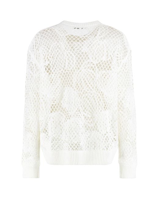 Max Mara White Crew-Neck Sweater Farea Cotton