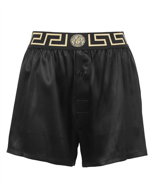 Versace Black Logo Print Swim Shorts