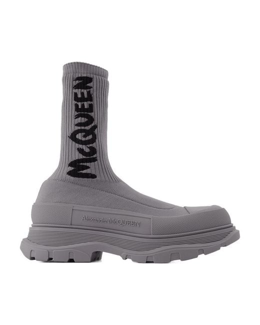 McQueen Gray Sock Boots Others Shoes for men