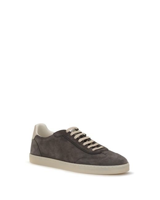 Brunello Cucinelli White Suede Sneakers Upper: Calf Leather Trainers for men