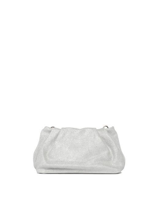 Gianni Chiarini White Glitter Pearl Clutch Bag With Curled Effect