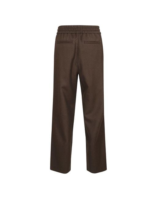 AMI Brown Paris Wide Elasticated Waist Trousers for men