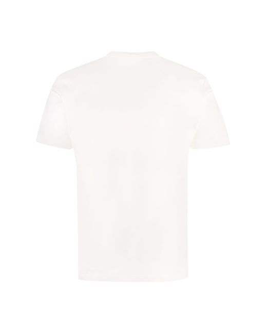 Giorgio Armani White Logo Embroidery Cotton T-shirt for men