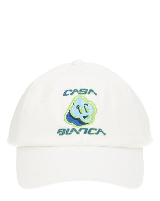 Casablanca White Baseball Hat With Logo Cotton for men