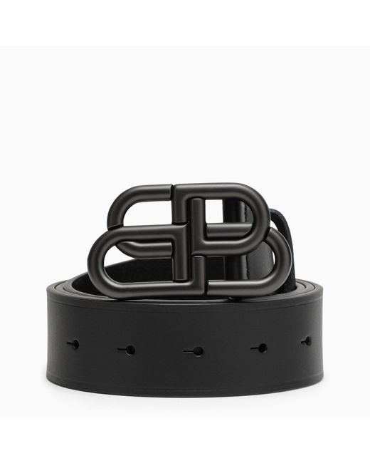 Balenciaga Black Leather Bb Belt for men